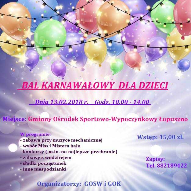 Bal Karnawałowy Dla Dzieci Gmina łopuszno