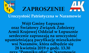 zdjecie na stronie o tytule: Uroczystość Patriotyczna w Naramowie 28 kwietnia 2019 r. - Zaproszenie