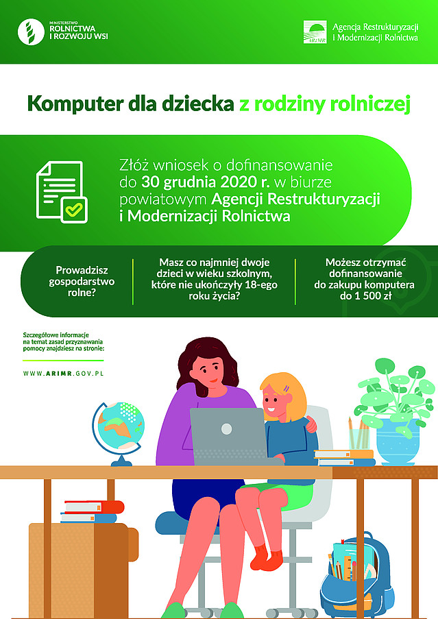 zdjecie na stronie o tytule: Dofinansowanie na zakup komputera dla dziecka z rodziny rolniczej