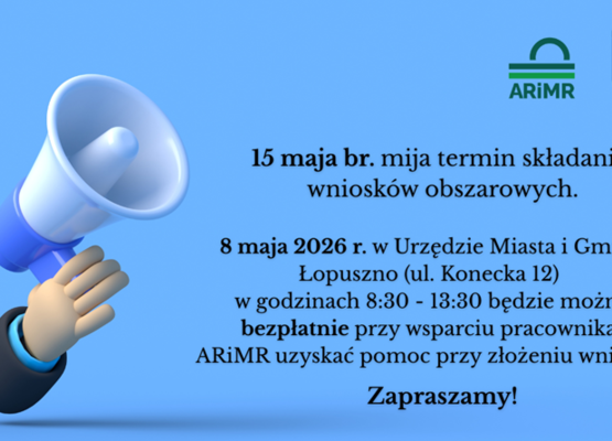 Dyżur pracownika ARiMR w Łopusznie - 08.05.2026 r.