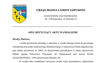 Apel Burmistrza Miasta i Gminy Łopuszno