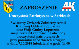 Uroczystość Patriotyczna w Sarbicach - 07.10.2018