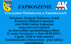 Uroczystość Patriotyczna w Fanisławicach 04.08.2019 - Zaproszenie