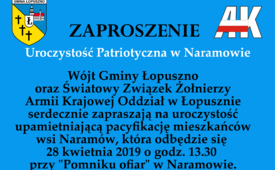 Uroczystość Patriotyczna w Naramowie 28 kwietnia 2019 r. - Zaproszenie