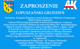 Zaproszenie na uroczystość patriotyczną Łopuszański Grudzień - 14.12.2019