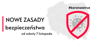 zdjecie na stronie o tytule: Nowe zasady bezpieczeństwa związane z wirusem COVID – 19 obowiązujące na terytorium RP od 07.11.2020