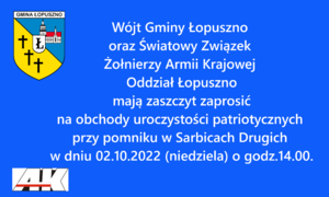 zdjecie na stronie o tytule: Uroczystość Patriotyczna w Sarbicach - 02.10.2022 r.