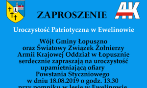 zdjecie na stronie o tytule: Uroczystość Patriotyczna w Ewelinowie 18.08.2019 - Zaproszenie