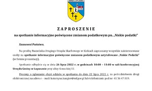 zdjecie na stronie o tytule: Zaproszenie na spotkanie informacyjne poświęcone zmianom podatkowym pn. „Niskie podatki”