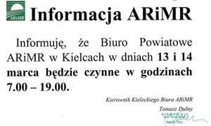 zdjecie na stronie o tytule: Informacja ARiMR 13.03.2018