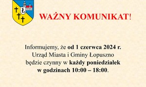 zdjecie na stronie o tytule: Ważny komunikat dotyczący zmiany godzin pracy Urzędu